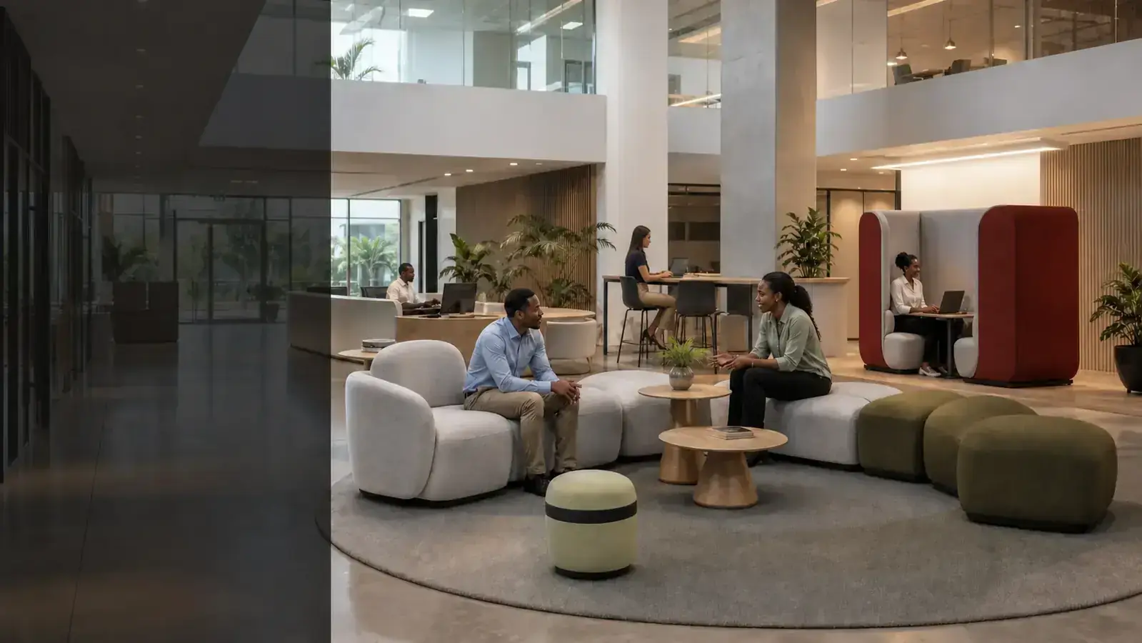 Lounge and reception workspace scene