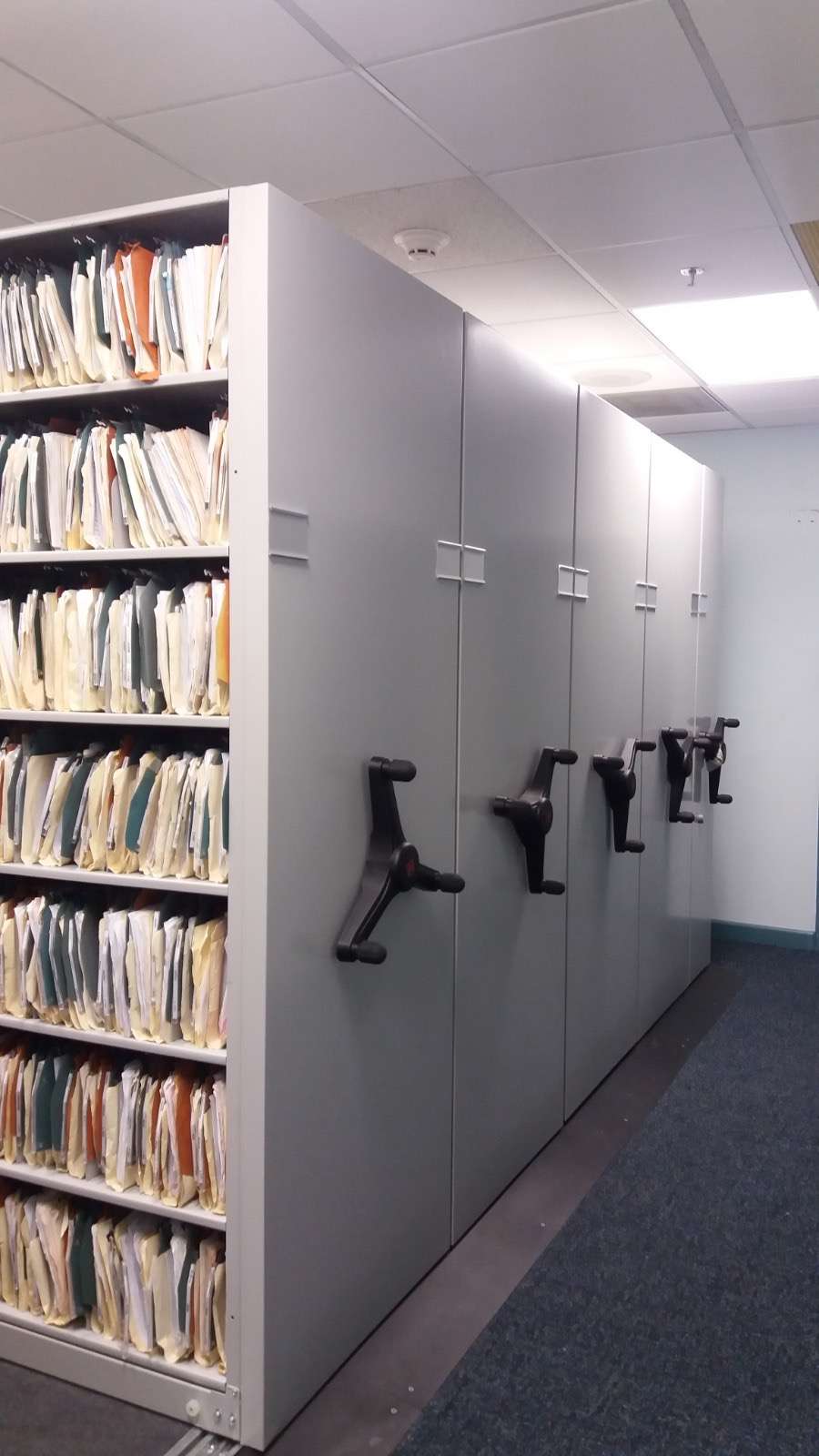 File storage in a mobile shelving system