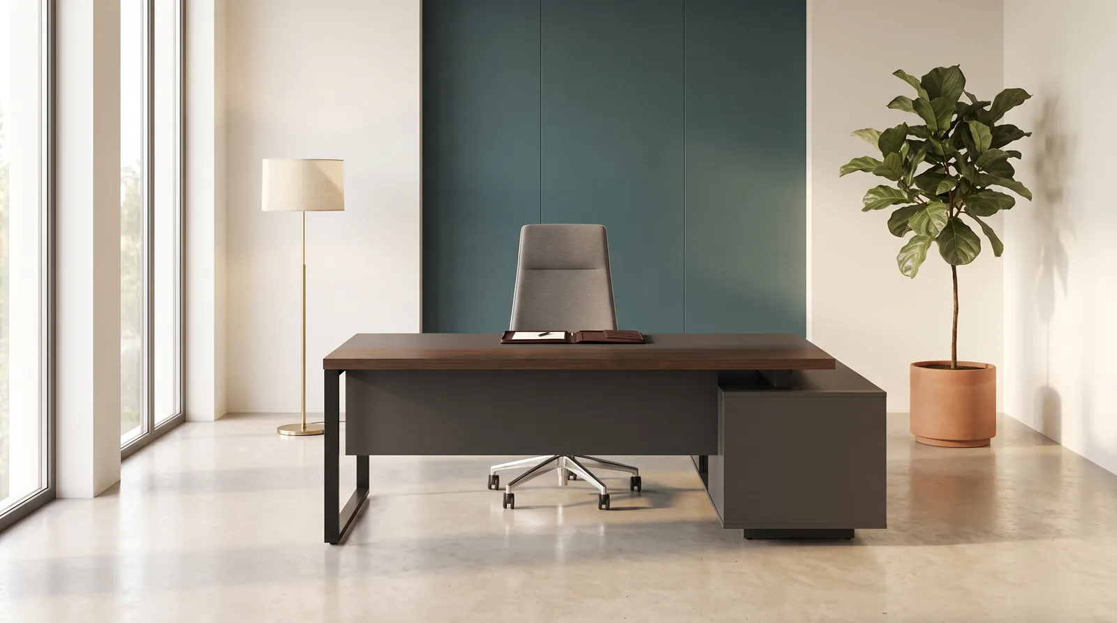 80″ x 64″ Executive L Shaped Desk Ref. EY86 from ETTES Office Furniture